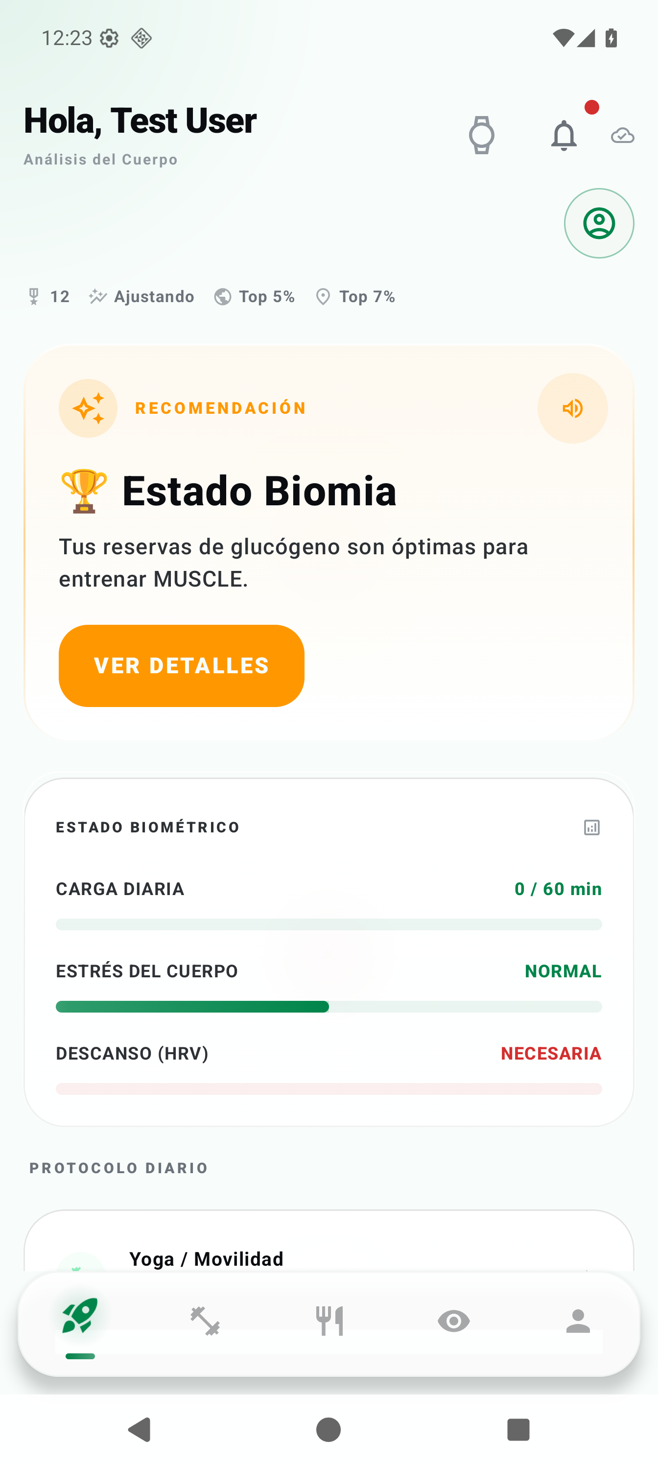 Biomia Interfaz - Receta detallada